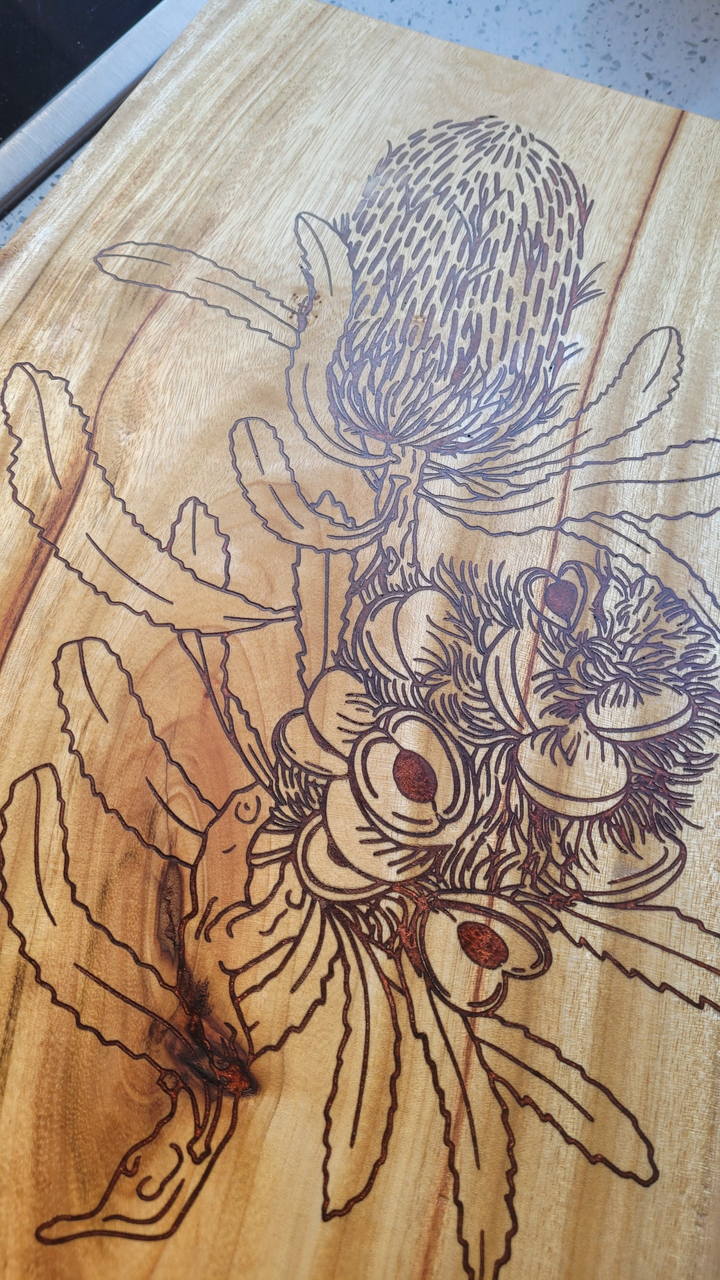 Banksia Bloom Engraved Camphor Laurel Board