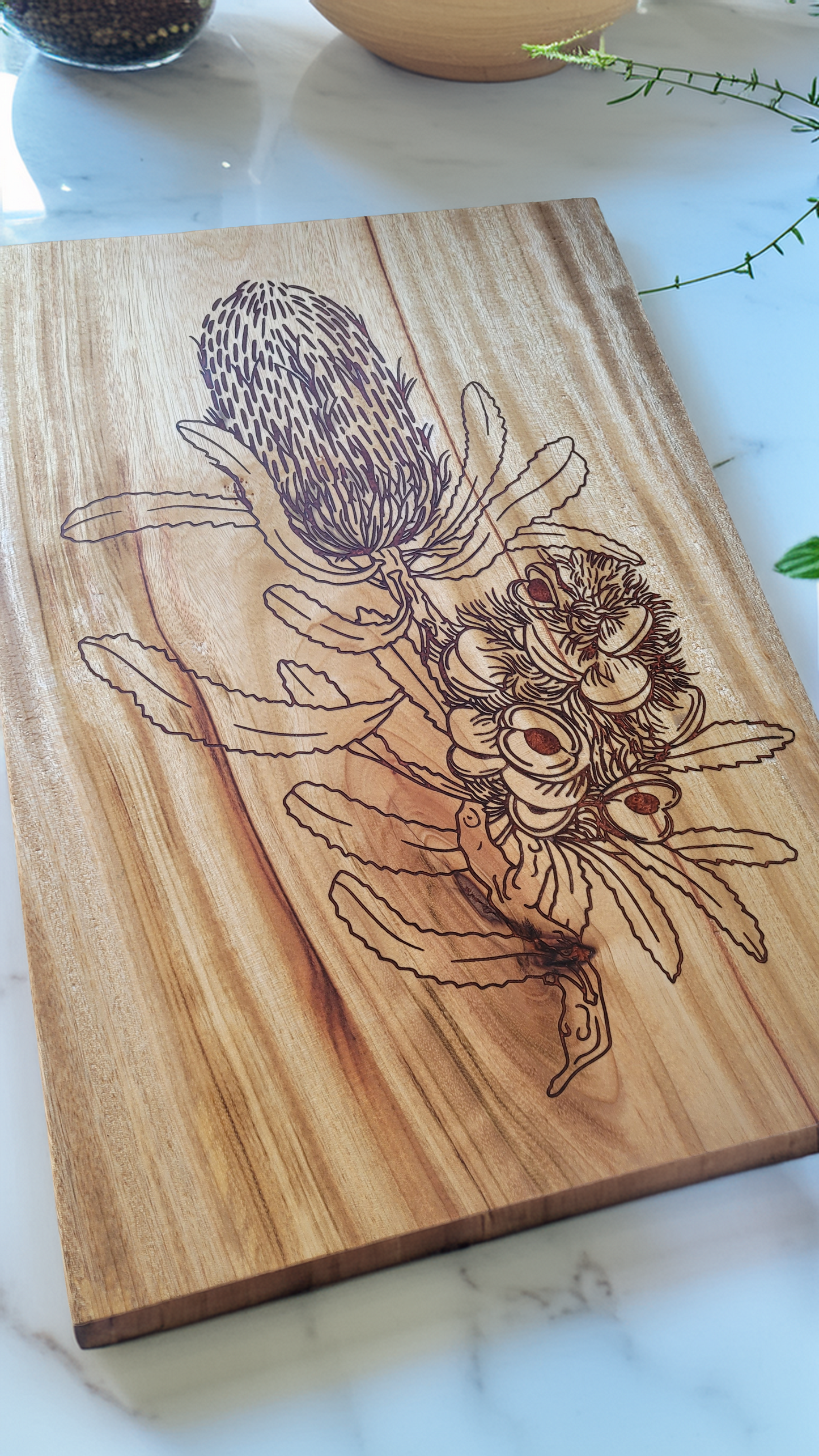 Banksia Bloom Engraved Camphor Laurel Board