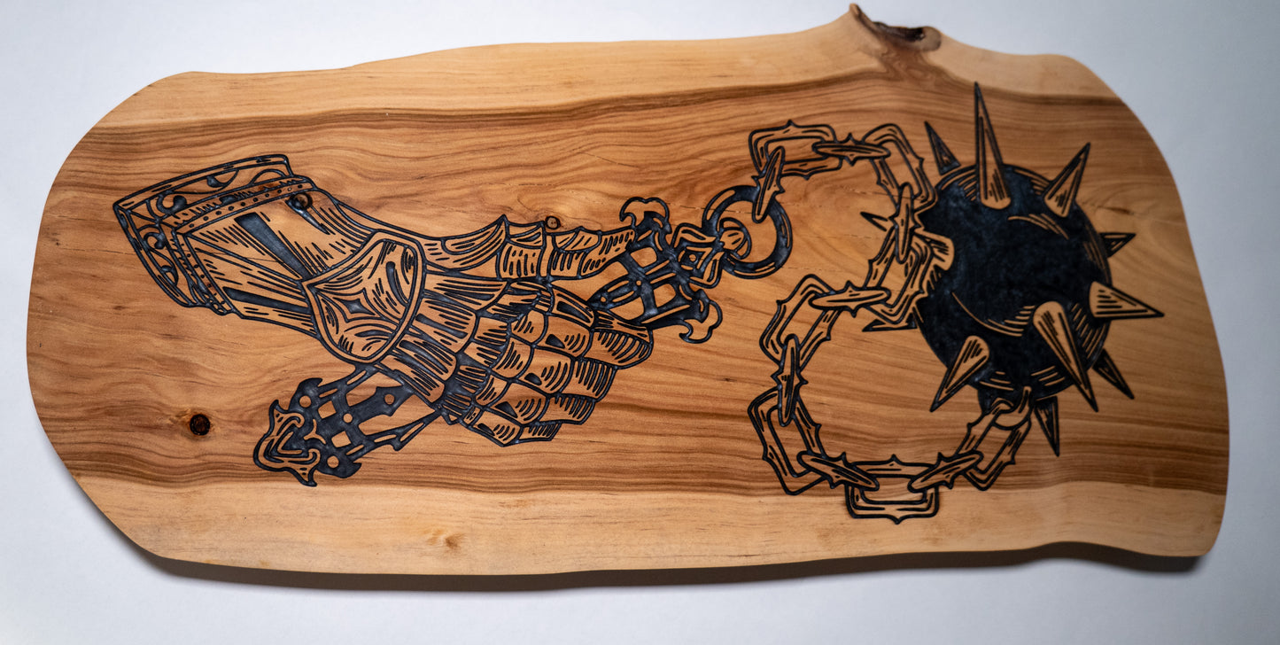 Medieval Flail Design with Silver Resin Inlay