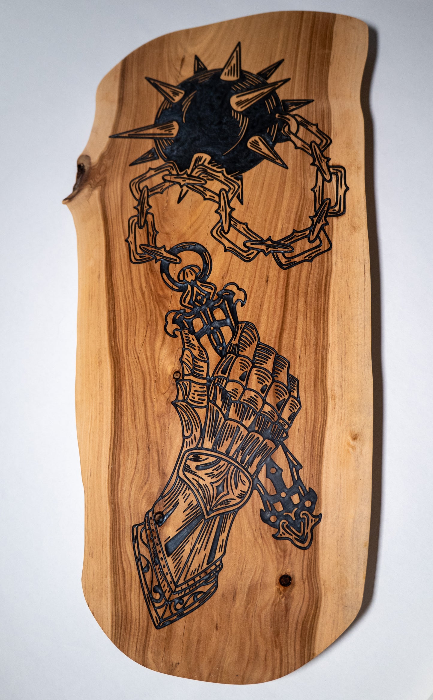 Medieval Flail Design with Silver Resin Inlay