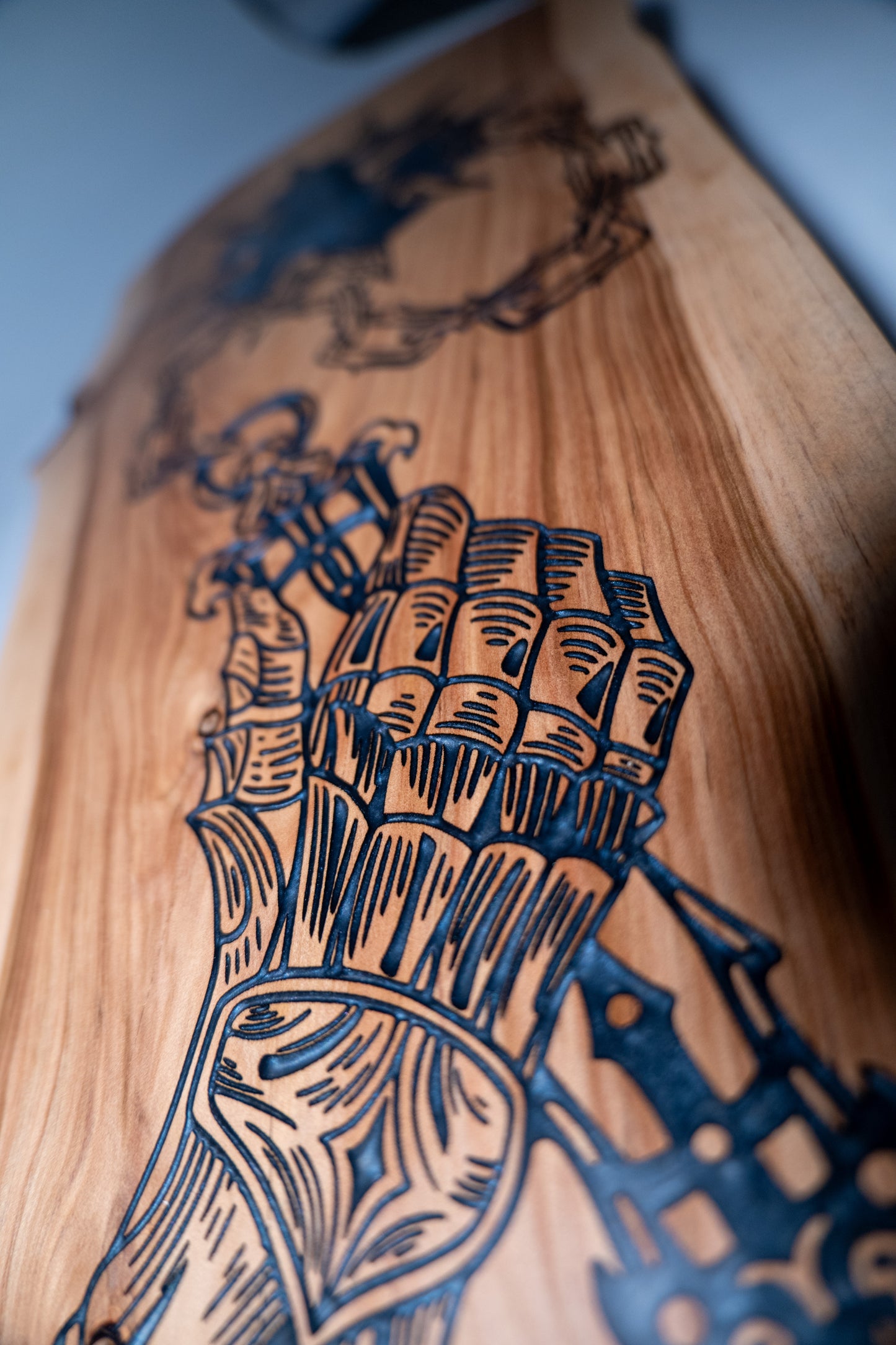 Medieval Flail Design with Silver Resin Inlay