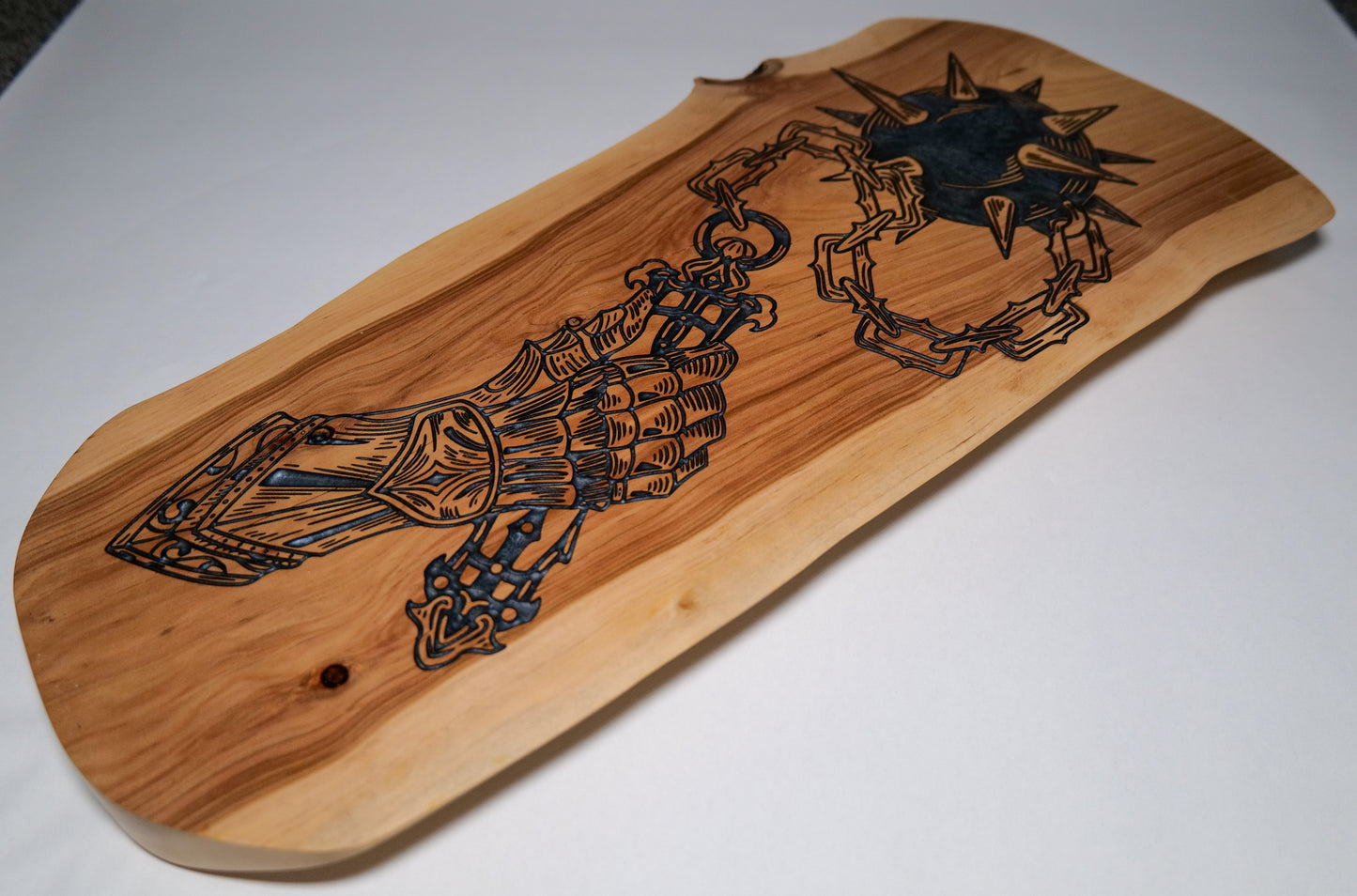 Medieval Flail Design with Silver Resin Inlay