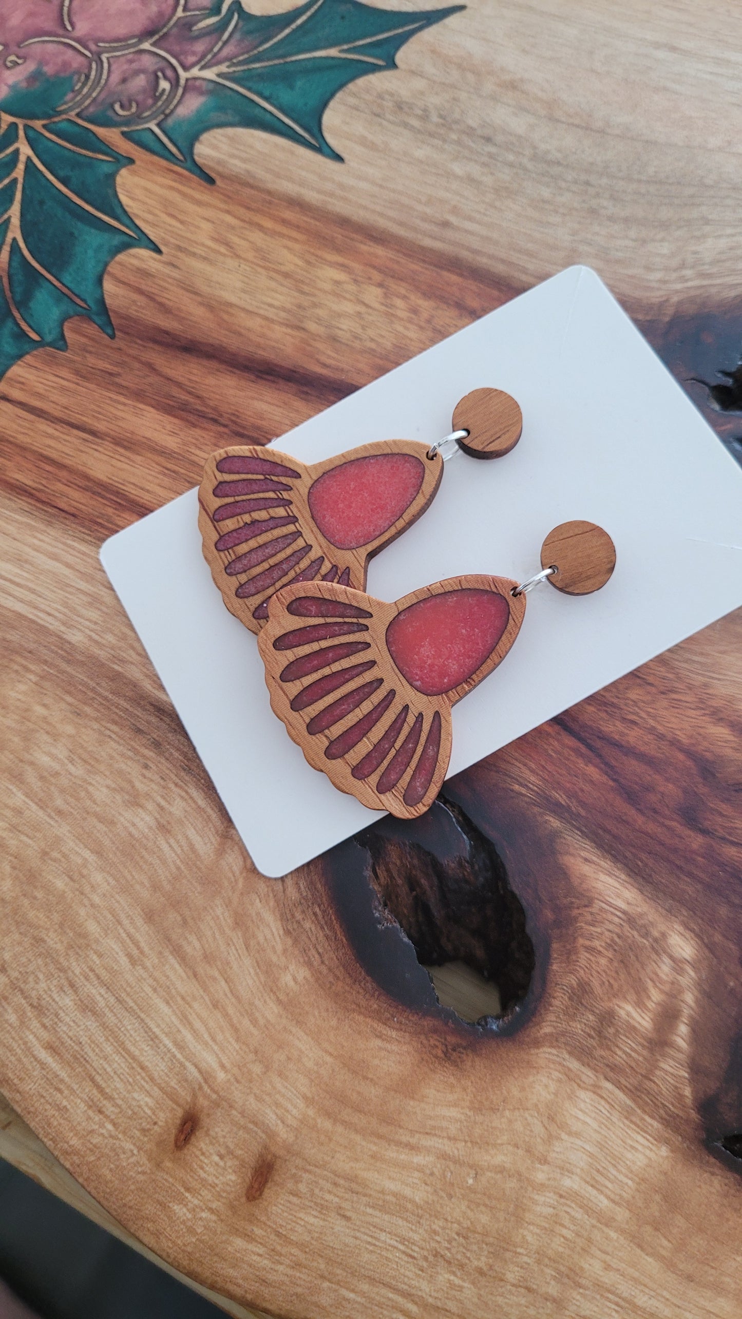Native Australian Flowering Gum Earrings – Recycled Hardwood & Resin